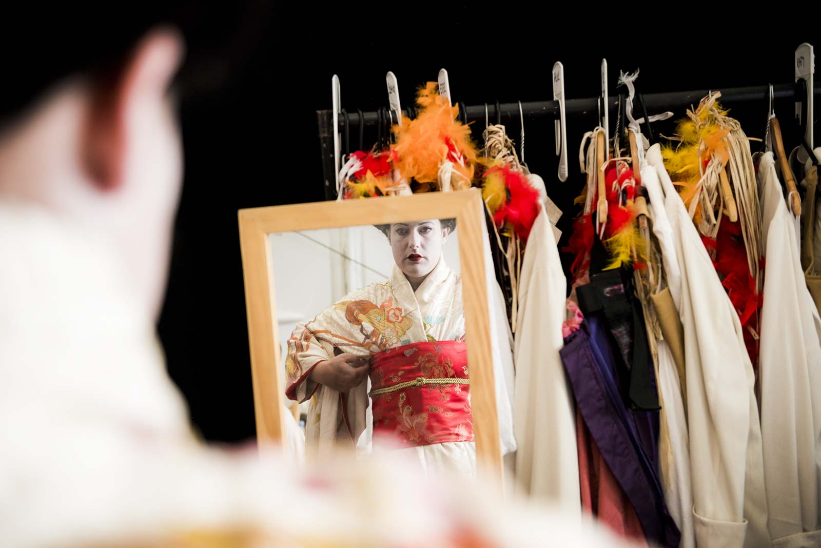 Madama Butterfly getting dressed backstage