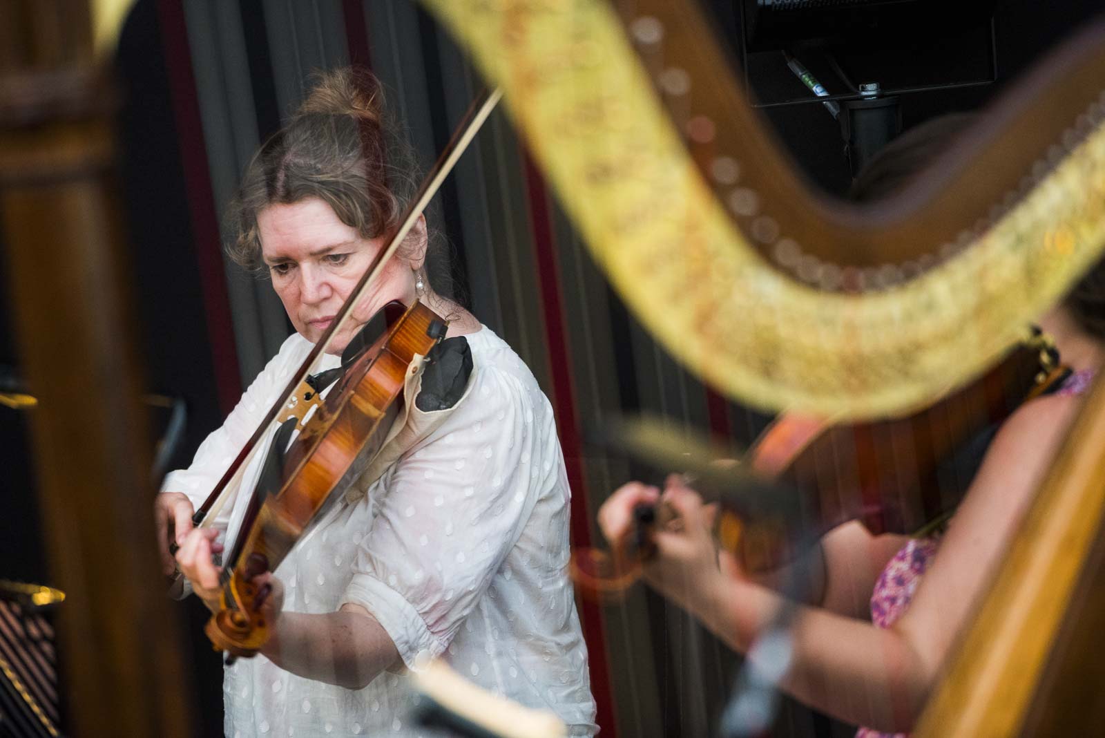 Violinist playing during Madama Butterfly